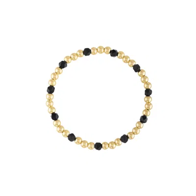 Olivia Le Women's Black Matte Onyx Gemstone Gold Bubble Bead Bracelet In Gray