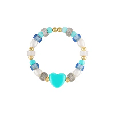 Olivia Le Women's Blue Aqua Puff Heart Glass Bead Bracelet In Multi