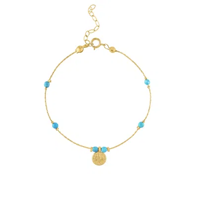 Olivia Le Women's Blue Journey Turquoise Magnesite Beaded Bracelet With Coin