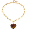 Olivia Le Women's Brown Gold Livy Paper Clip Tortoise Heart Necklace In Gold