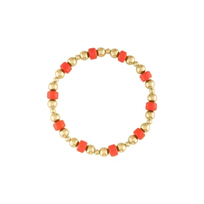 Olivia Le Women's Flora Coral Heishi Bracelet In Orange