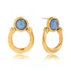 Olivia Le Women's Gold / Blue Helena Gold Horseshoe Resin Earrings In Multi