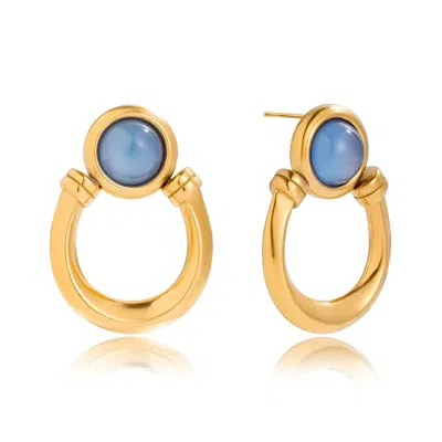 Olivia Le Women's Gold / Blue Helena Gold Horseshoe Resin Earrings In Multi