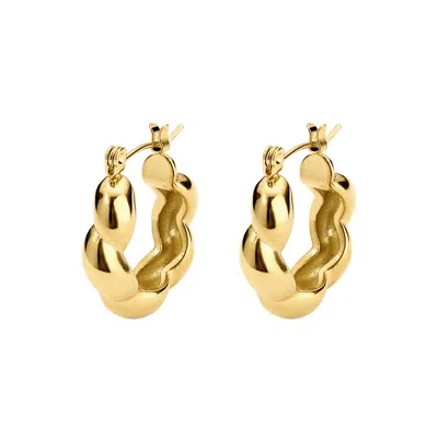 Olivia Le Women's Gold Flora Geometric Floral Hoop Earrings