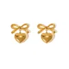 Olivia Le Women's Gold Heart Bow Earrings