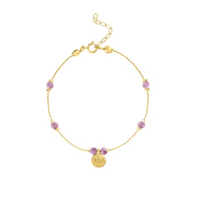 Olivia Le Women's Gold Journey Phosphosiderite Beaded Bracelet With Coin