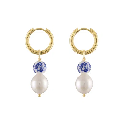 Olivia Le Women's Gold Liya Pearl Painted Bead Hoop Earrings