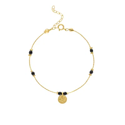 Olivia Le Women's Journey Black Agate Beaded Bracelet With Coin