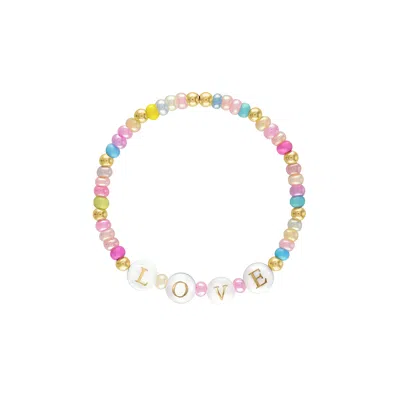 Olivia Le Women's Love Pearl Pastel Beaded Bracelet In Yellow