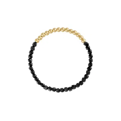 Olivia Le Women's Mini Star Faceted Black Onyx Gold Beaded Bracelet