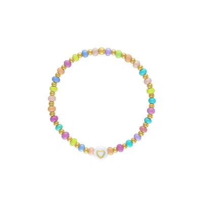Olivia Le Women's Rainbow Heart Bead Bracelet In Yellow