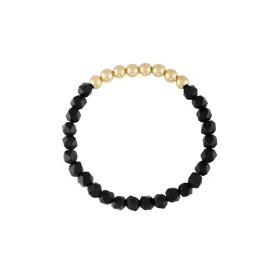 Olivia Le Women's Star Faceted Black Onyx Gold Beaded Bracelet