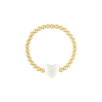 Olivia Le Women's White Love Heart 14k Gold Filled Bead Bracelet