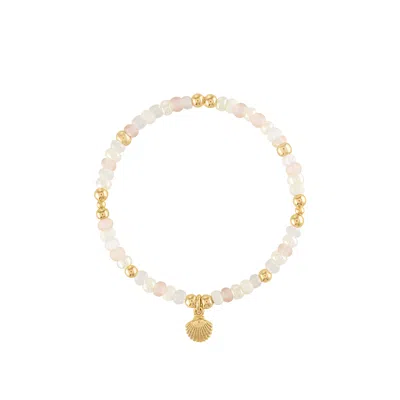 Olivia Le Women's Yellow Shimmer Bead Shell Charm Bracelet