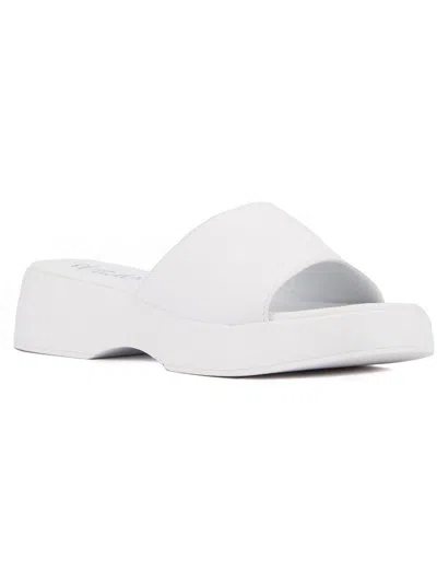 Olivia Miller Ambition Womens Faux Leather Open Tor Platform Sandals In White