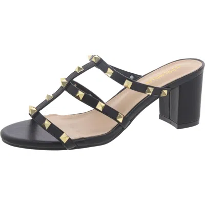 Olivia Miller Bhfo Womens Slides Faux Leather Slide Sandals In Black