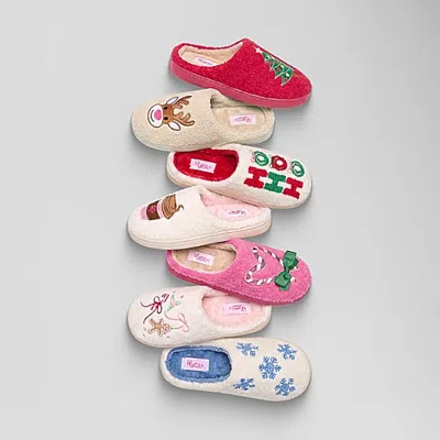 Olivia Miller Christmas Womens Slip-on Slippers In Red