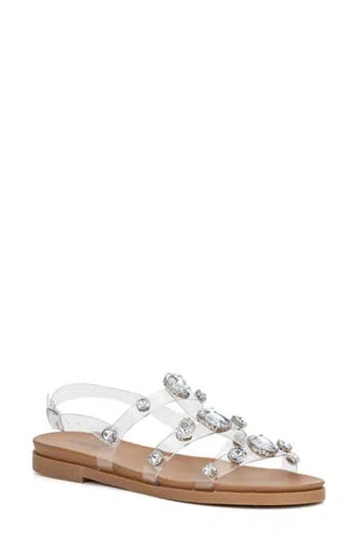 Olivia Miller Clear Rhinestone Stud Slingback Sandal
