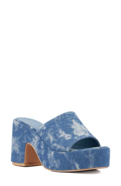 Olivia Miller Crush Platform Slide Sandal In Blue