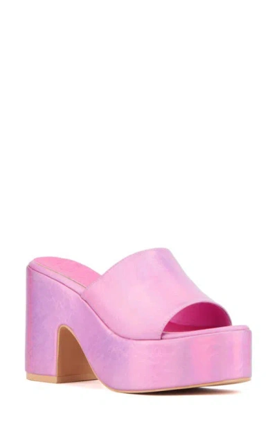 Olivia Miller Crush Platform Slide Sandal In Neon Pink