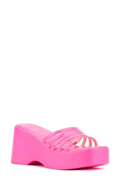Olivia Miller Dreamer Slide Sandal In Neon Pink