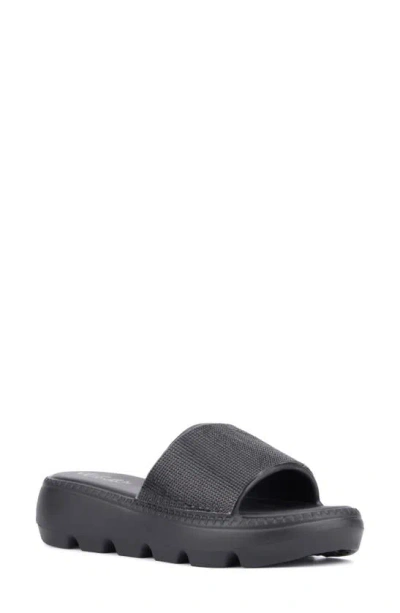 Olivia Miller Glitter Gaze Platform Slide Sandal In Black