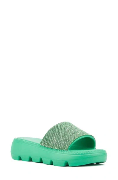 Olivia Miller Glitter Gaze Platform Slide Sandal In Green