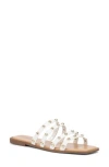 Olivia Miller Heidi Cabochon Stud Slide Sandal In White