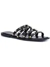 Olivia Miller Heidi Womens Faux Leather Flat Slide Sandals In Black