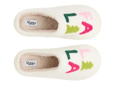 Olivia Miller Holiday Fa La La Scuff Slipper In White