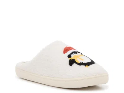 Olivia Miller Holiday Penguin Scuff Slipper In White