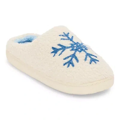 Olivia Miller Holiday Snowflake Womens Slip-on Slippers In White
