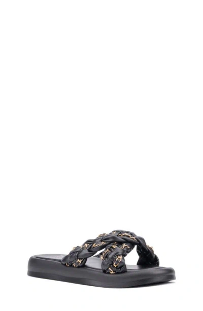 Olivia Miller Kids' Cross Band Slide Sandal In Black