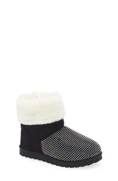 Olivia Miller Kids' Crystal Embellished Faux Fur Lined Boot In Black