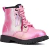 Olivia Miller Kids' Crystal Sky Metallic Combat Boot In Pink