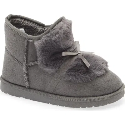 Olivia Miller Kids' Faux Fur Lined Slipper Boot In Gray