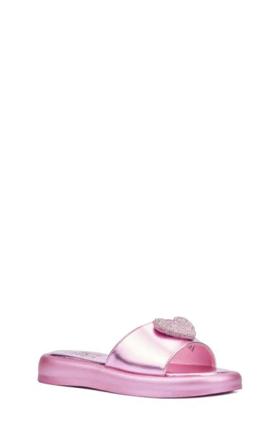 Olivia Miller Kids' Heart Ornament Slide Sandal In Pink