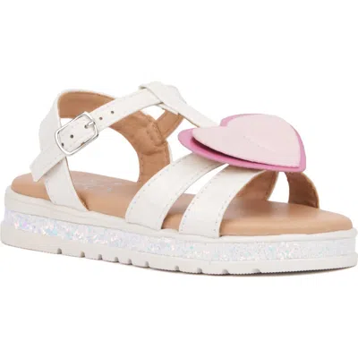 Olivia Miller Kids' Heart Sandal In White