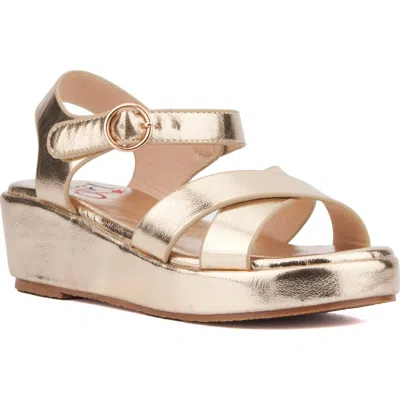 Olivia Miller Kids' Metallic Wedge Sandal In Gold