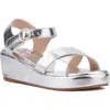 Olivia Miller Kids' Metallic Wedge Sandal In Silver