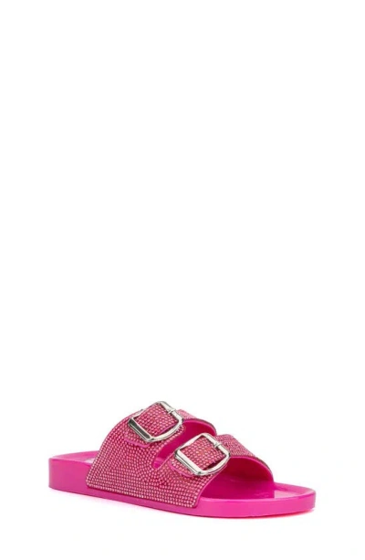 Olivia Miller Kids' Omg Crystal Jelly Slide Sandal In Fuchsia