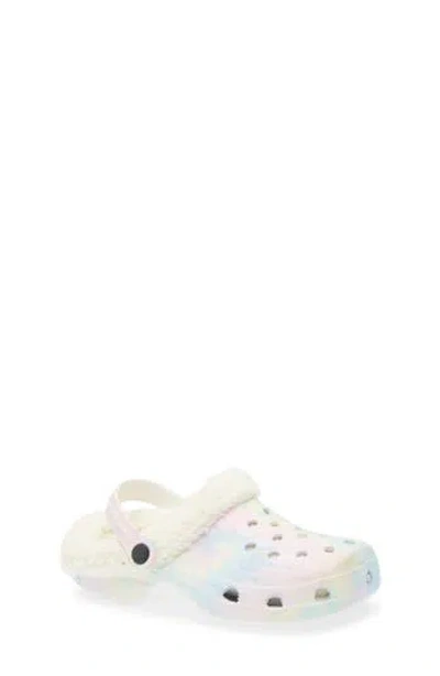 Olivia Miller Kids' Pastel Tie Dye Faux Fur Lined Clog In White
