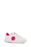 Olivia Miller Kids' Smiley Face Sneaker In White/ Fuchsia