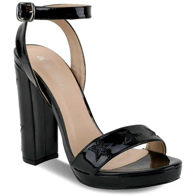 Olivia Miller Manhasset Womens Patent Open Toe Dress Sandals In Black