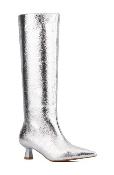 Olivia Miller Mars Knee High Boot In Silver