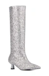 Olivia Miller Mars Knee High Boot In Silver Glitter