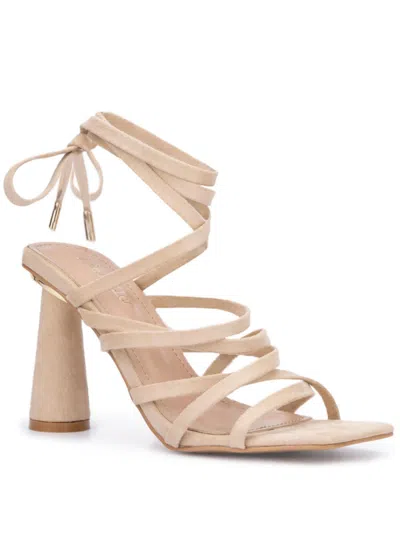 Olivia Miller Nia Womens Faux Suede Square Toe Strappy Sandals In Brown