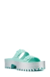 Olivia Miller Sparkles Plaform Slide Sandal In Blue/ Green