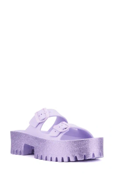 Olivia Miller Sparkles Plaform Slide Sandal In Purple