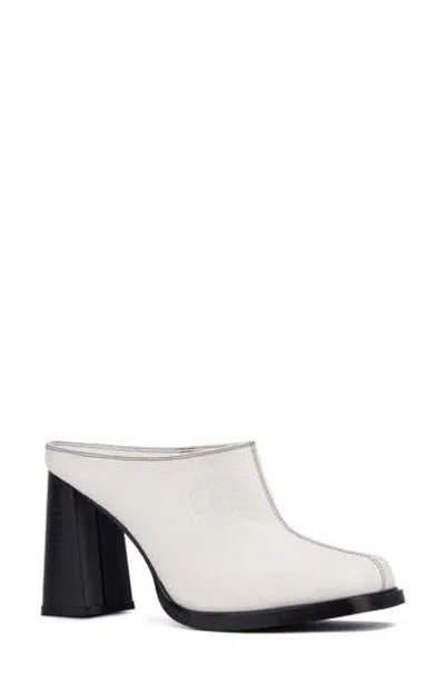 Olivia Miller Square Toe Mule In White